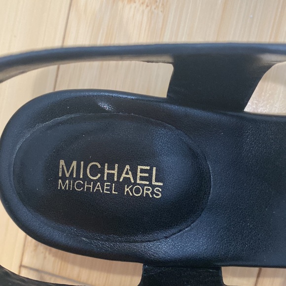 Michael Kors barely worn black sandals with small heel & gold accents - Picture 3 of 6